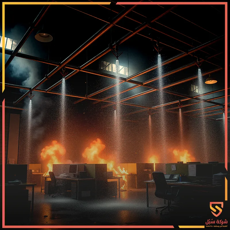 المسافات القياسية بين رشاشات الحريق