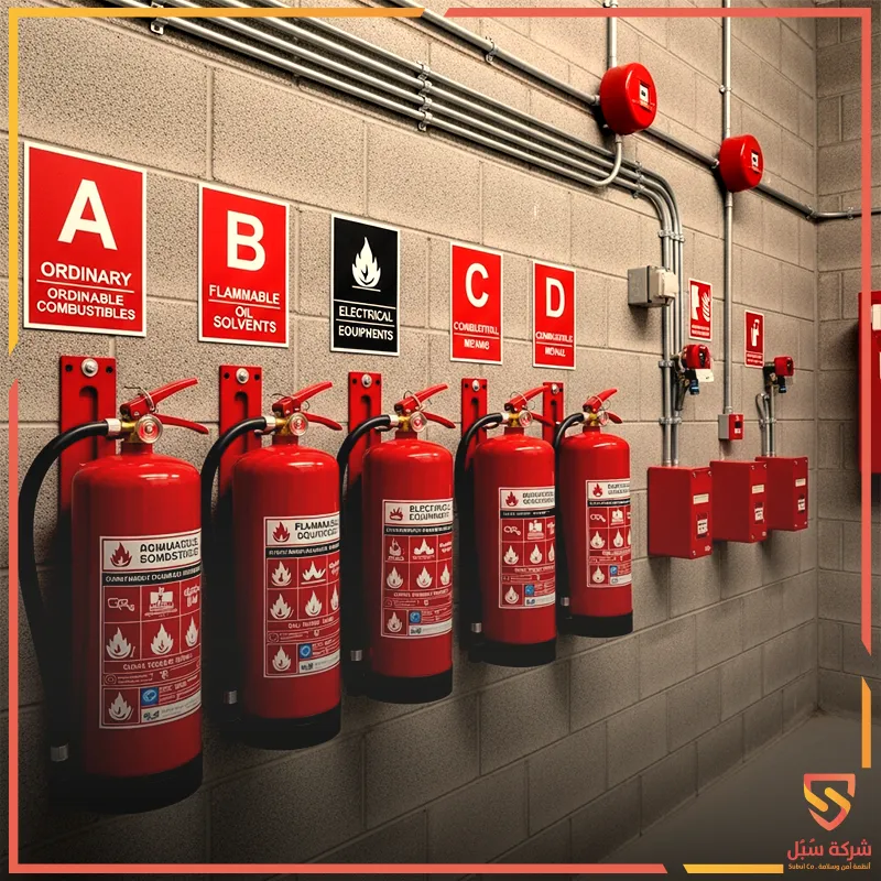 ما هي أنواع طفايات الحريق A B C D وكيفية استخدامها