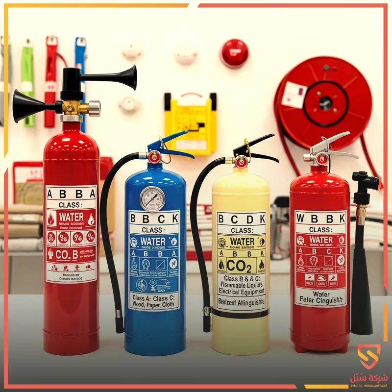 أنواع طفايات الحريق حسب نوع الحريق